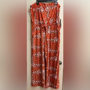 Strapless Cotton Wider Leg Jumpsuit